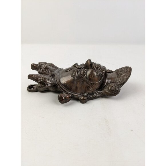 TIBETAN MAHAKALA Vintage BRASS METAL MASK Wall Door Hanging 8" Figure - Picture 5 of 9